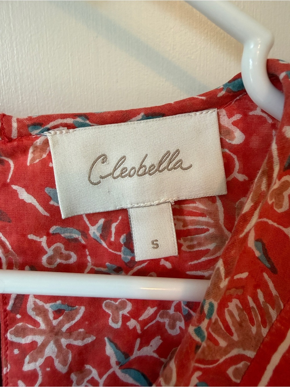 Cleobella Red Floral Ruffled Square-Yoke Blouse - Picture 2 of 7